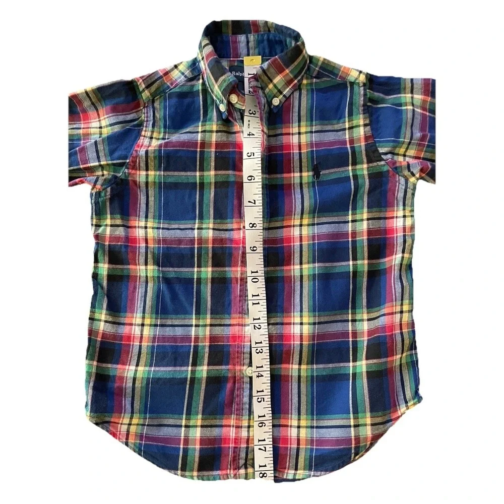 Ralph Lauren Boys 4 4T Plaid Button Down Shirt Multi Color Long Sleeve Cotton